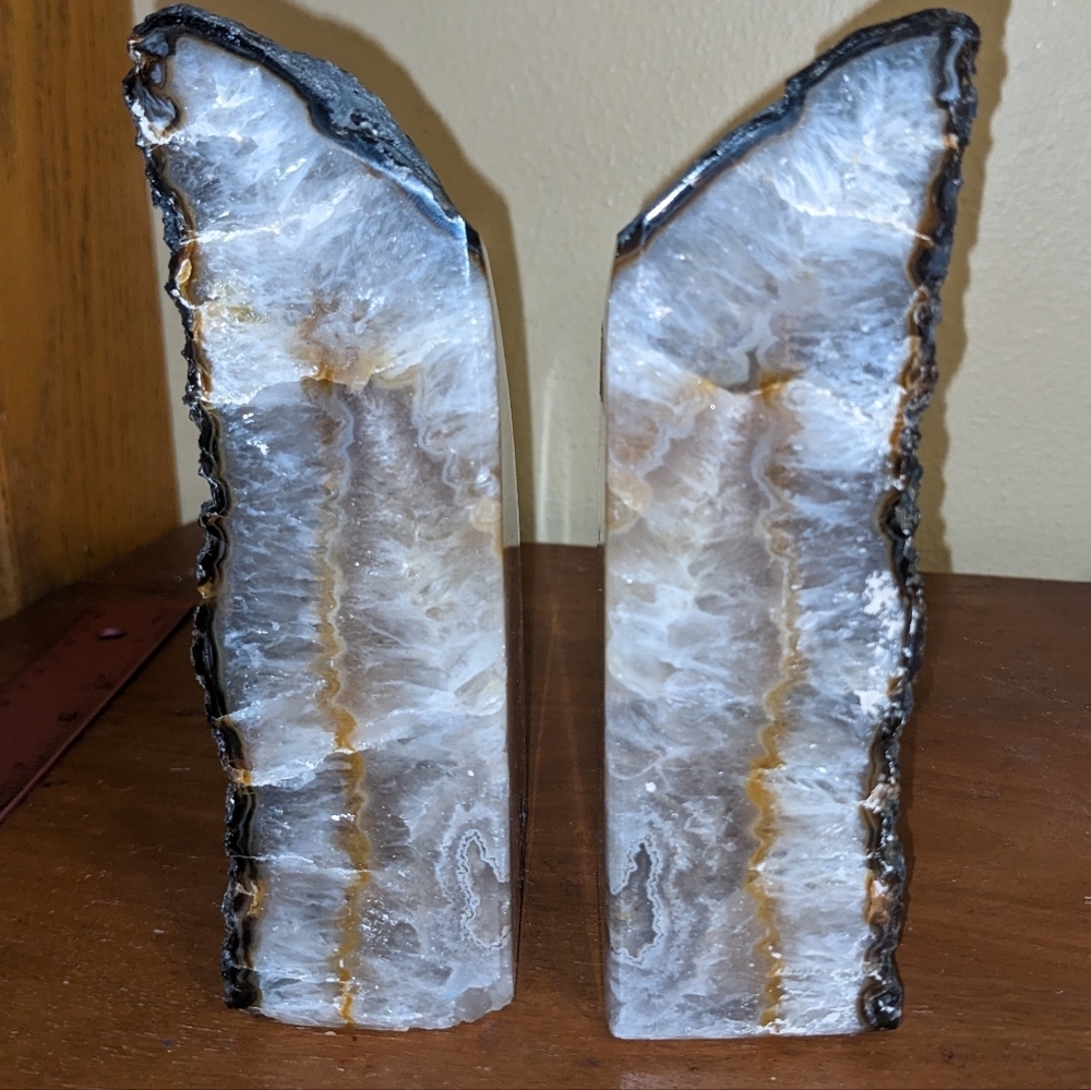 💲ON SALE!!💲Agate Geode Section Pair of Bookends / Decor Pieces Natural Stone - Picture 4 of 13